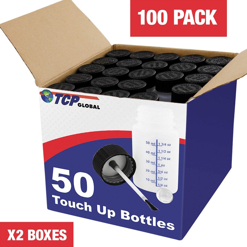 TCP Global 2-Ounce Paint Touch-Up Bottles with Safety Lids (Box of 100), Mixing Ball, and Applicator Brush - 60ml Fluid Capacity for Auto, Car, and Craft Projects - Image 4